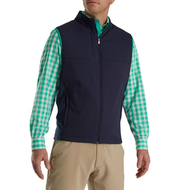 Men\'s Footjoy Insulated Full-Zip Vest Navy / Green | EAUDNGO-75