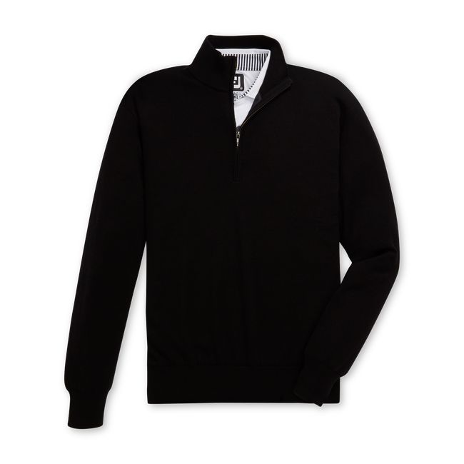 Men\'s Footjoy Lined Performance Sweater Sweatshirt Black | FYWMTZL-93