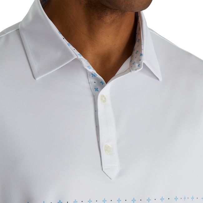 Men's Footjoy Lisle Engineered Foulard Self Collar Shirts White | OVWILDT-29