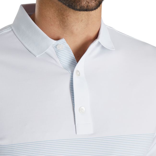 Men's Footjoy Lisle Engineered Pin Stripe Self Collar Shirts White | FEKASZI-97