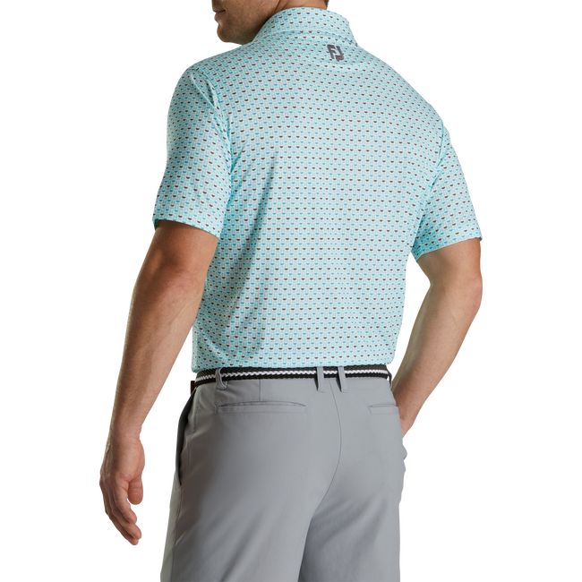 Men's Footjoy Lisle Half Moon Geo Self Collar Shirts Light Blue | CBSKZFG-15