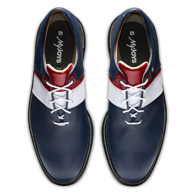 Men's Footjoy Myjoys Premiere Series - Packard Spiked Golf Shoes Navy / White | XPUCYLI-06