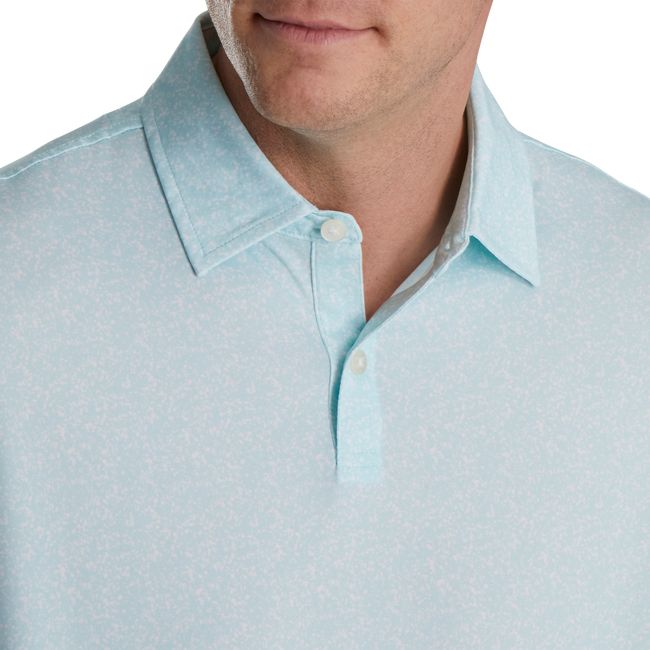 Men's Footjoy Paint Splatter Print Lisle Self Collar Shirts Azure / White | NHITUYG-30