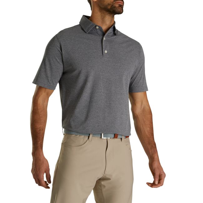 Men's Footjoy Performance Stretch Pique Solid Self Collar Shirts Grey | AZRFBXW-26