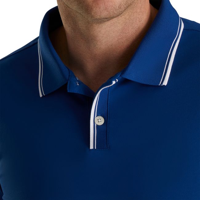 Men's Footjoy Pique Lightweight Sun Protection Knit Collar Shirts Dark Blue | CBWAINP-59