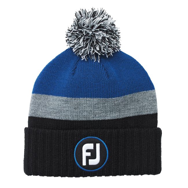 Men\'s Footjoy Pom Pom Knit Hats Black / Blue | FVDBGZT-50