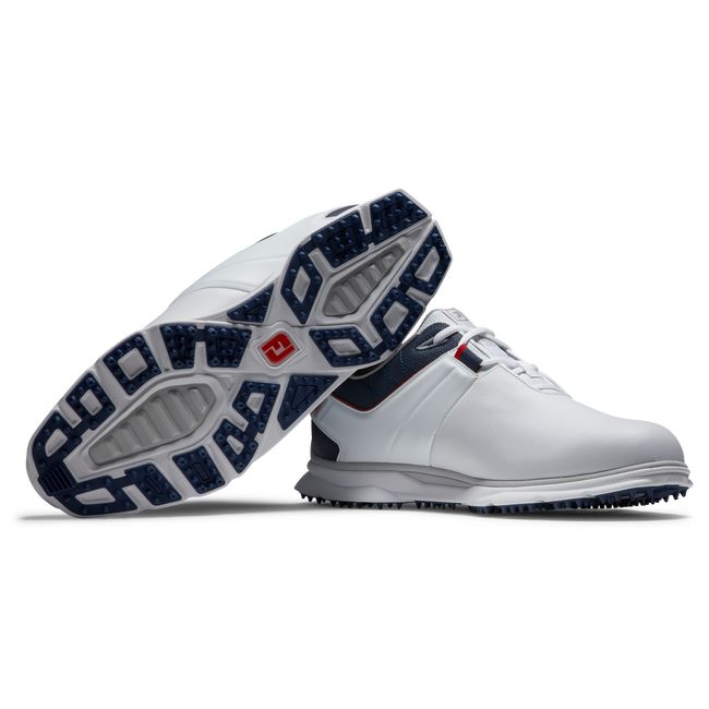 Men's Footjoy Pro|Sl Spikeless Golf Shoes White / Navy | GSIQKZX-67