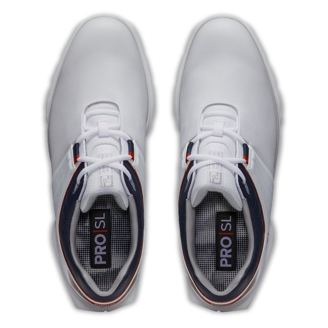 Men's Footjoy Pro|Sl Spikeless Golf Shoes White / Navy | GSIQKZX-67