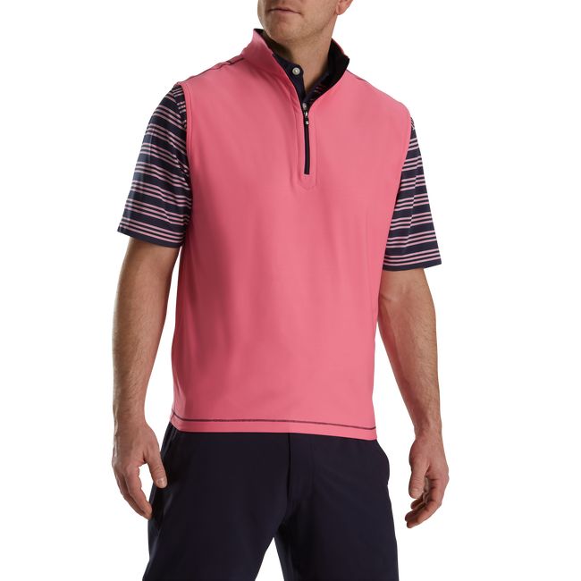 Men's Footjoy Quarter-Zip Brushed Back Vest Rose | EWYUORI-02