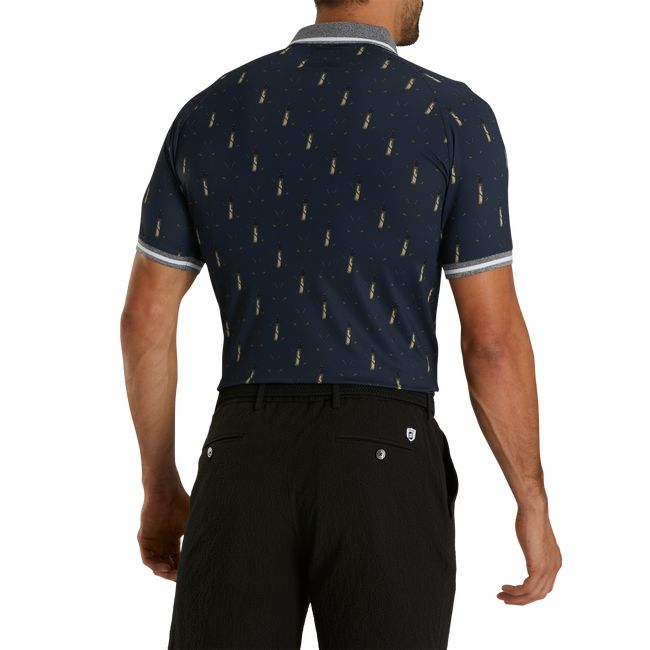 Men's Footjoy Raglan Knit Pique Polo Shirts Navy | IHGAVEB-46