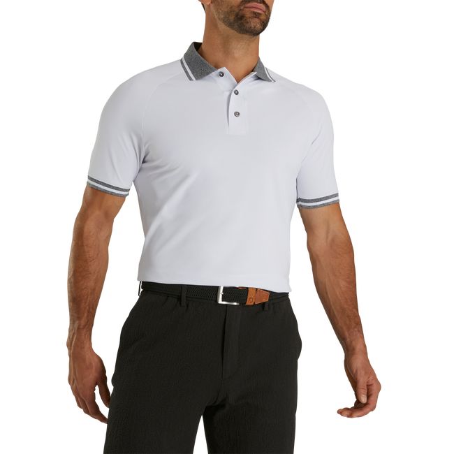 Men's Footjoy Raglan Knit Pique Polo Shirts White | MFYHNZE-94