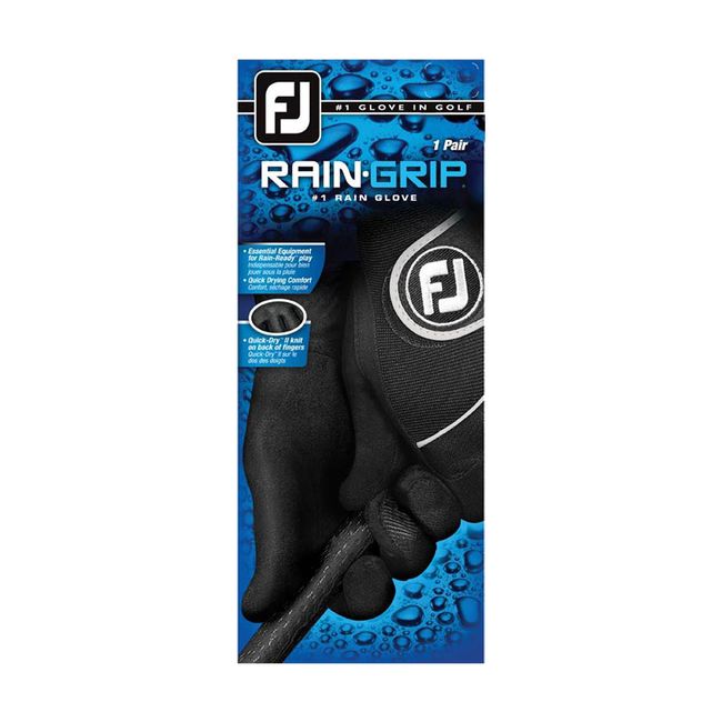 Men's Footjoy Raingrip Pair Golf Gloves Black | GDOLUFP-28