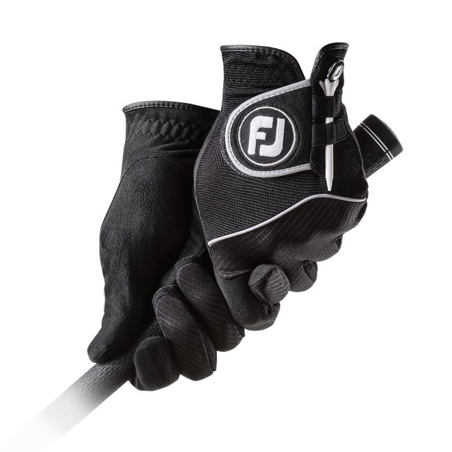 Men's Footjoy Raingrip Pair Golf Gloves Black | GDOLUFP-28