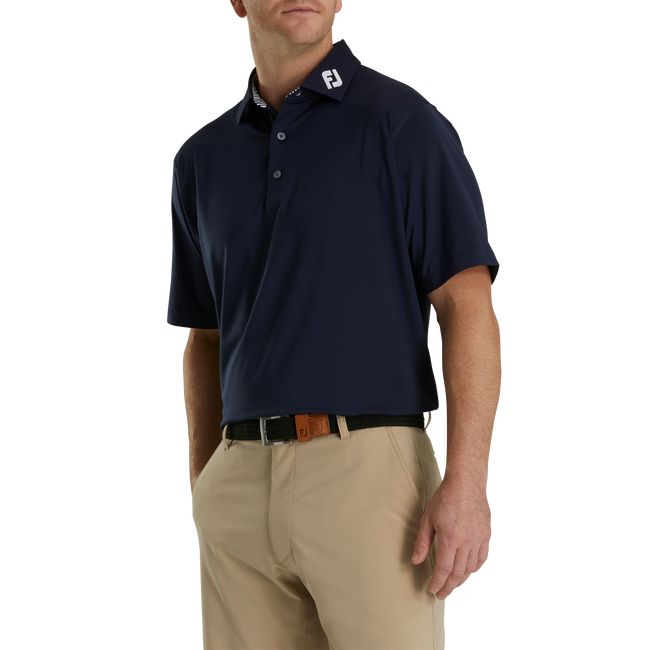 Men's Footjoy Solid Lisle Self Collar - Fj Tour Logo Shirts Black | VEUKFAO-89