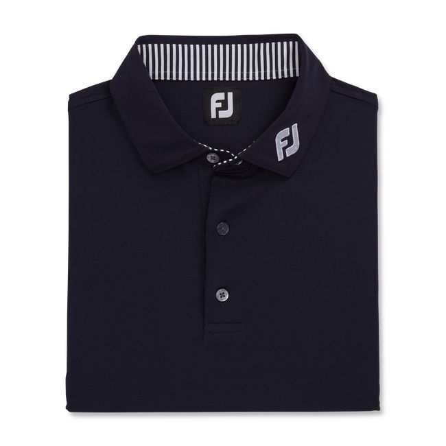 Men\'s Footjoy Solid Lisle Self Collar - Fj Tour Logo Shirts Black | VEUKFAO-89