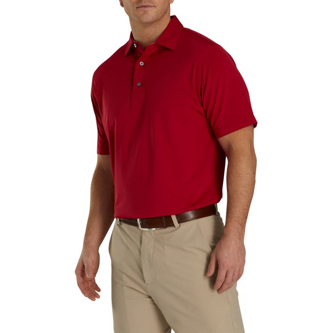 Men's Footjoy Solid Lisle Self Collar Shirts Red | AQSCVPI-39