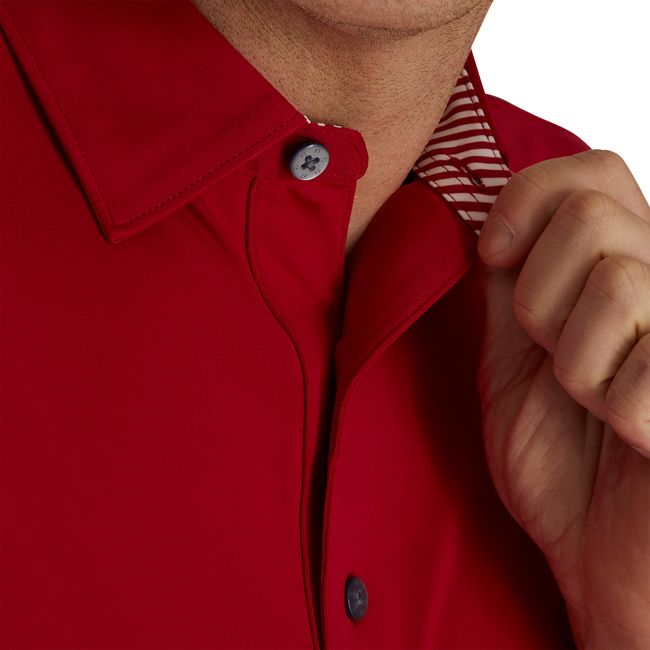 Men's Footjoy Solid Lisle Self Collar Shirts Red | AQSCVPI-39