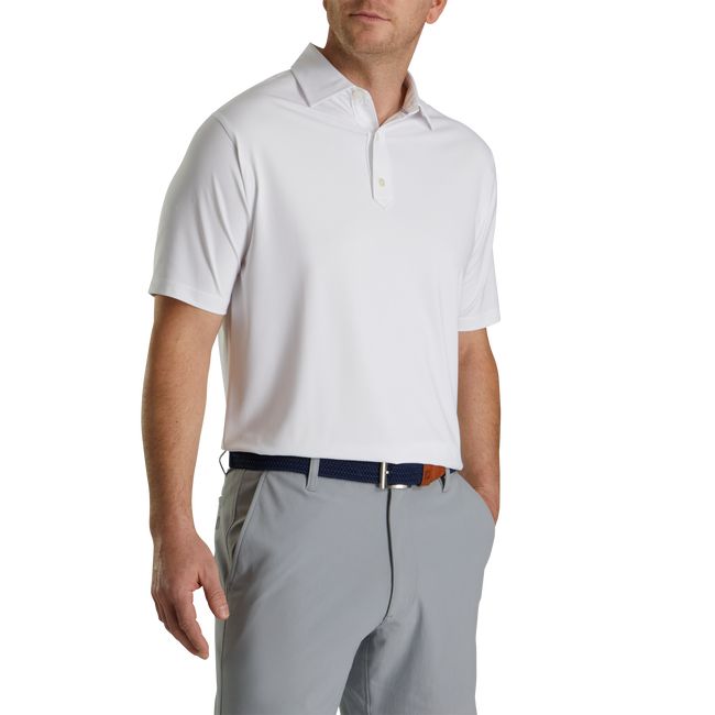 Men's Footjoy Solid Lisle Set On Placket Shirts White | BRJGZTO-19