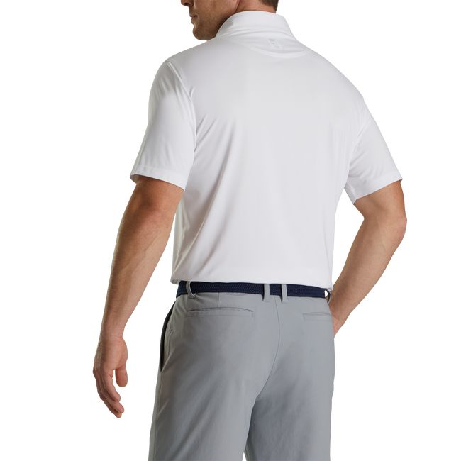 Men's Footjoy Solid Lisle Set On Placket Shirts White | BRJGZTO-19