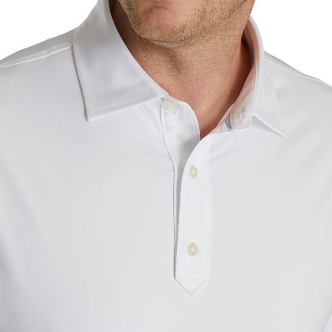 Men's Footjoy Solid Lisle Set On Placket Shirts White | BRJGZTO-19