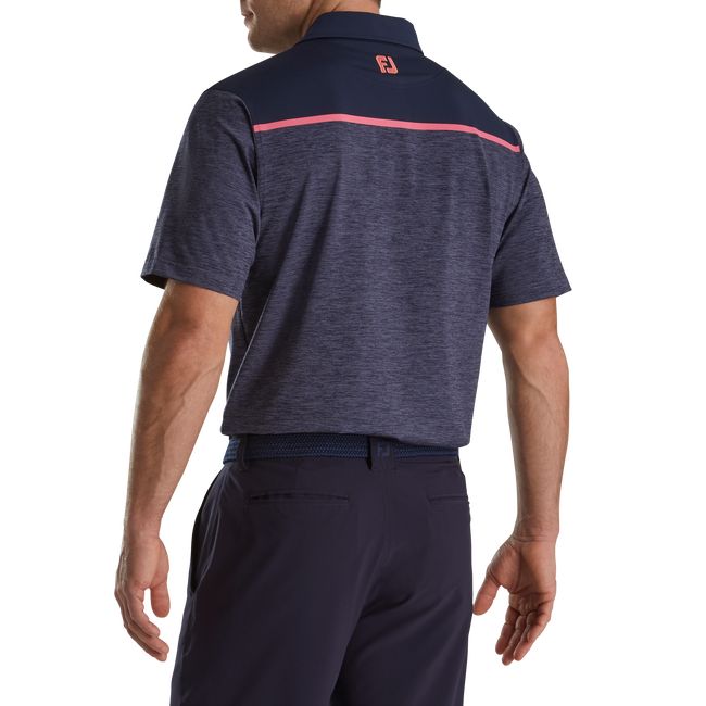 Men's Footjoy Spacedye Block Lisle Self Collar Shirts Navy | IJAXKCS-73