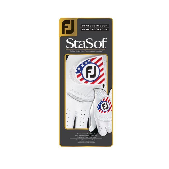 Men's Footjoy Stasof Flag Golf Gloves White | APSTNMO-31