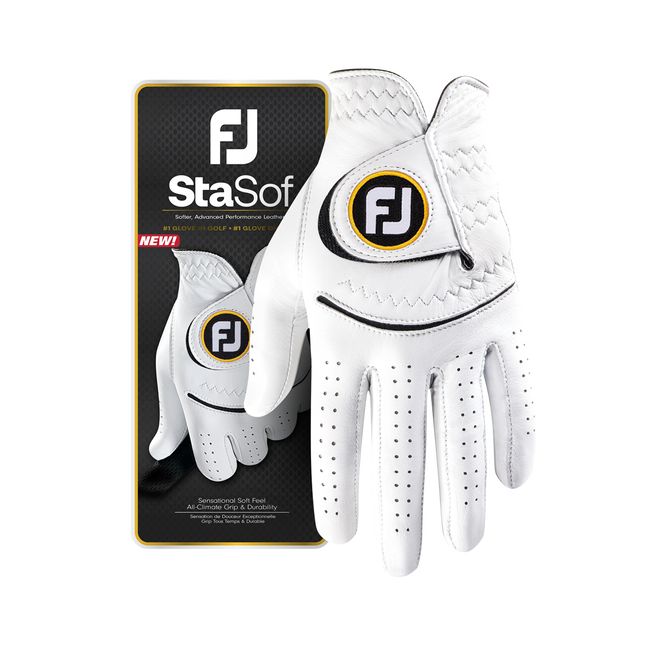 Men\'s Footjoy Stasof Golf Gloves White / Black | SFQWBYP-80