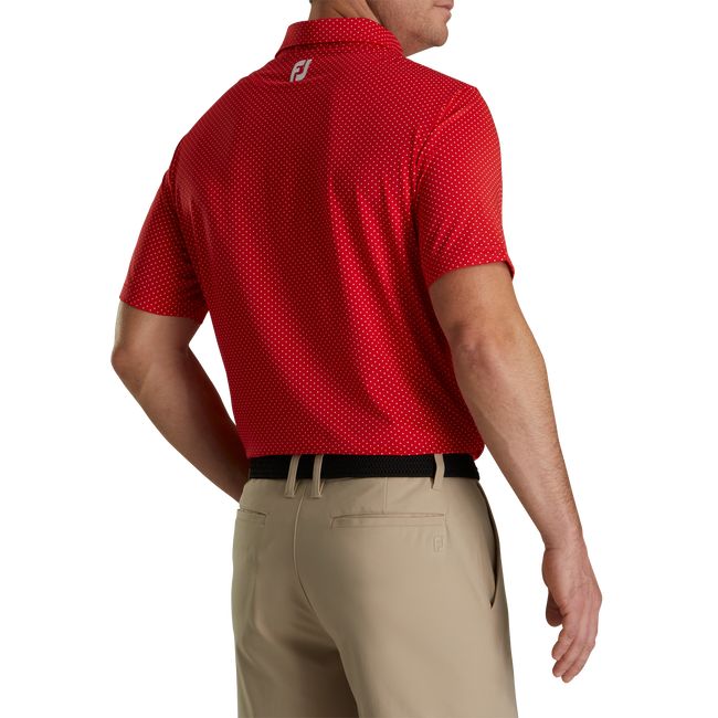 Men's Footjoy Stretch Lisle Dot Print Self Collar Shirts Red | SCZDEGU-09