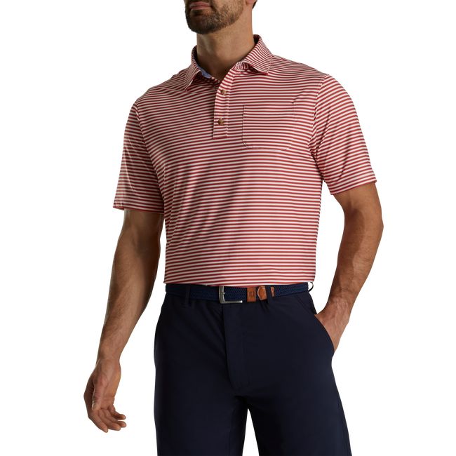 Men's Footjoy Stripe Full Dull Self Collar Shirts Rose | QBSMCDL-08