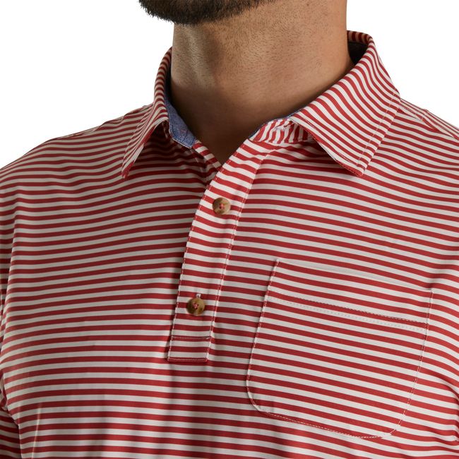 Men's Footjoy Stripe Full Dull Self Collar Shirts Rose | QBSMCDL-08