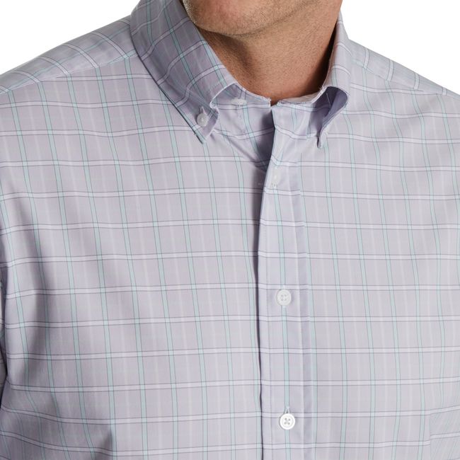 Men's Footjoy Super Soft Woven Plaid Shirts Azure | HZDWOJU-98