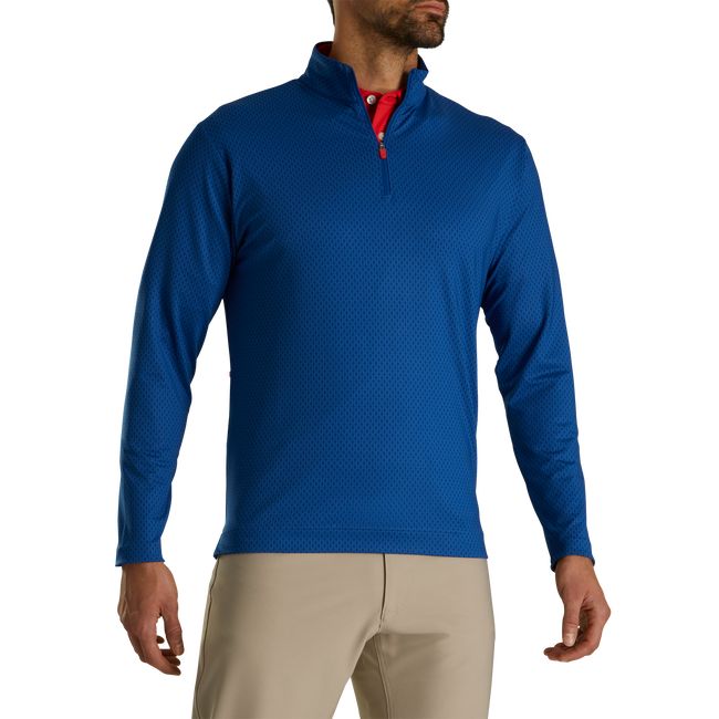 Men's Footjoy Tonal Print Knit Mid-Layer Sweatshirt Blue | HBMKXZS-21