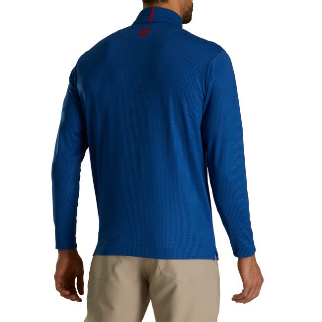 Men's Footjoy Tonal Print Knit Mid-Layer Sweatshirt Blue | HBMKXZS-21