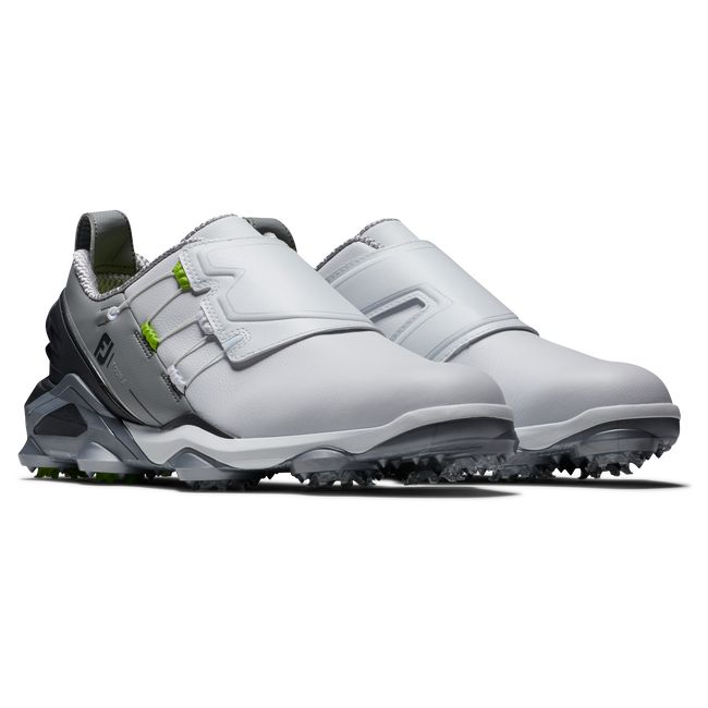 Men's Footjoy Tour Alpha Boa Spiked Golf Shoes White / Grey | IKDWZAB-14