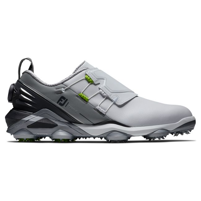 Men\'s Footjoy Tour Alpha Boa Spiked Golf Shoes White / Grey | IKDWZAB-14