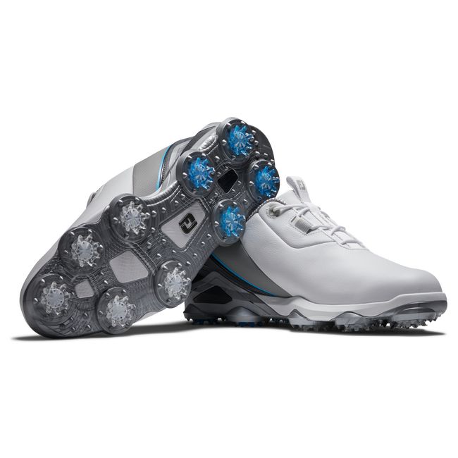 Men's Footjoy Tour Alpha Spiked Golf Shoes White / Grey | NPRMHSC-04