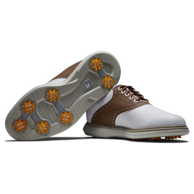 Men's Footjoy Traditionally Golf Shoes White / Brown | AYCXLDP-48