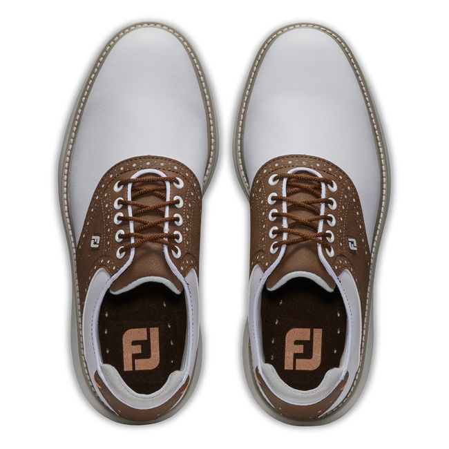 Men's Footjoy Traditionally Golf Shoes White / Brown | AYCXLDP-48