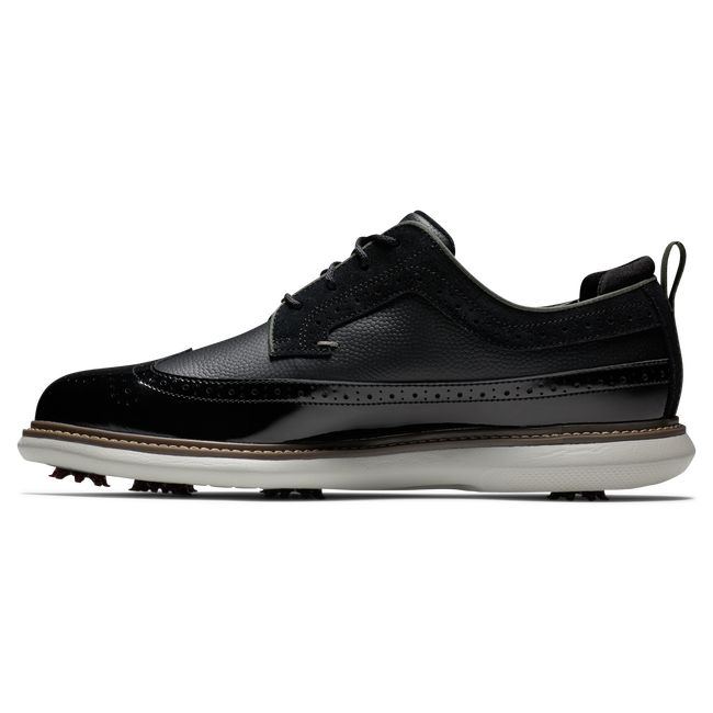 Men's Footjoy Traditions - Shield Tip By Todd Snyder Spiked Golf Shoes Black | XGWYQTP-43