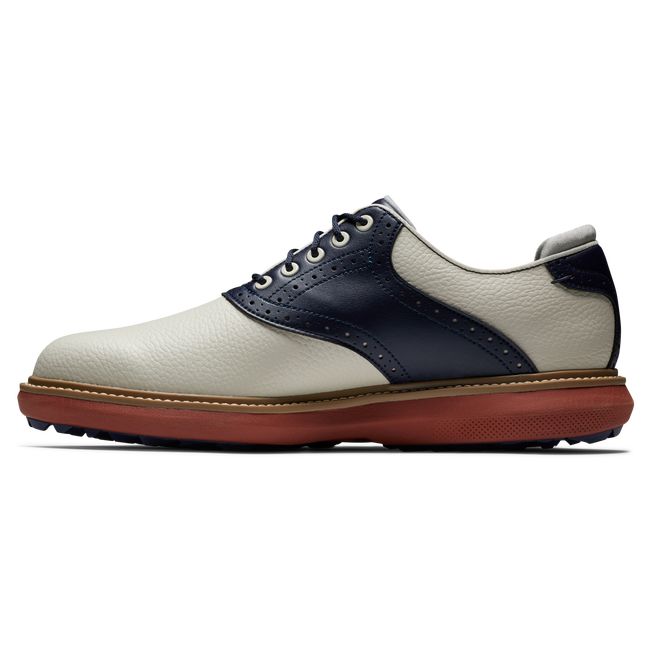 Men's Footjoy Traditions Spikeless Golf Shoes Cream / Navy | VHQZPUI-60