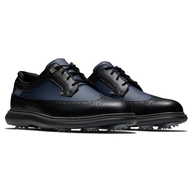 Men's Footjoy Traditions - Wing Tip Spiked Golf Shoes Black | UEJVBXD-85