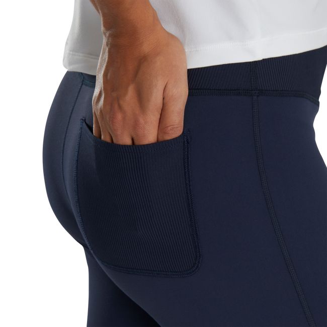 Women's Footjoy Ankle Length Rib Block Leggings Navy | EMZRCWV-82