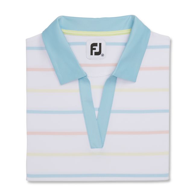 Women's Footjoy Cap Sleeve Birdseye Stripe Shirts White / Blue | QUARCYM-34