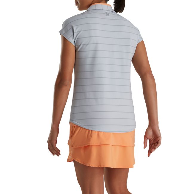 Women's Footjoy Cap Sleeve Birdseye Stripe Jacquard Shirts Grey | YCZXRBA-78