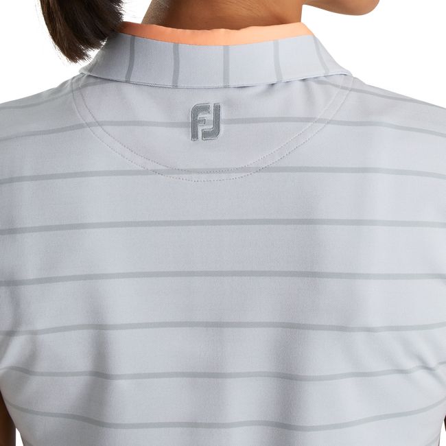 Women's Footjoy Cap Sleeve Birdseye Stripe Jacquard Shirts Grey | YCZXRBA-78