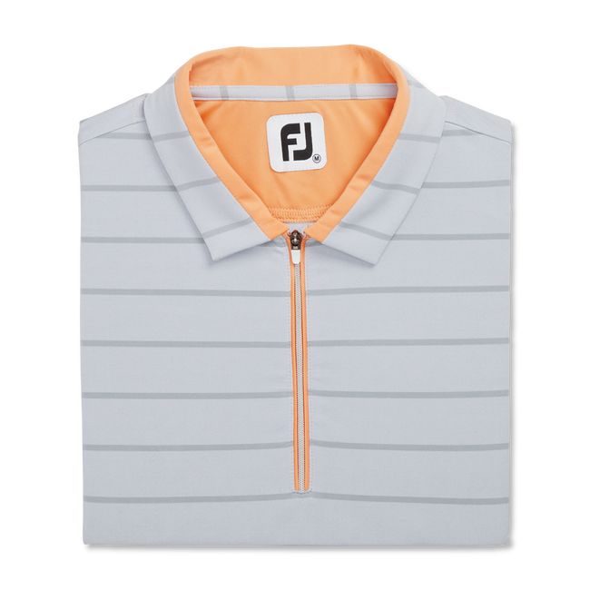 Women's Footjoy Cap Sleeve Birdseye Stripe Jacquard Shirts Grey | YCZXRBA-78