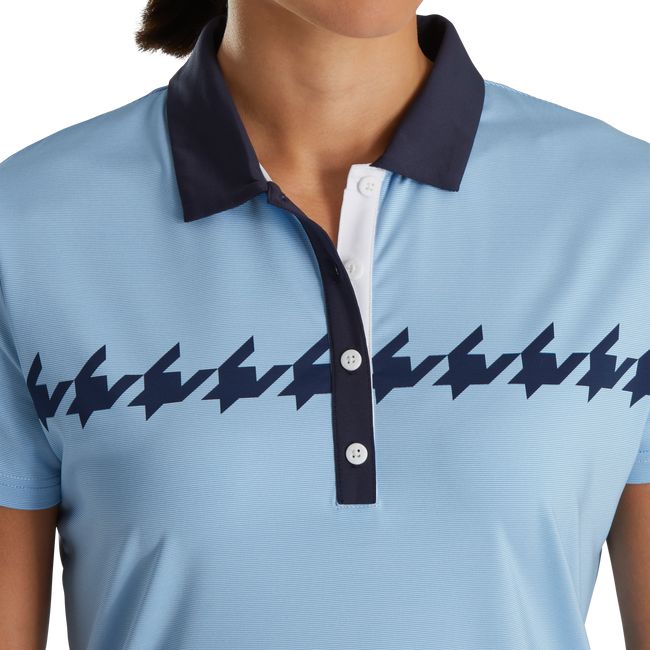 Women's Footjoy Cap Sleeve Houndstooth Print Shirts Blue | QMGEVSK-86