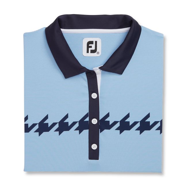 Women's Footjoy Cap Sleeve Houndstooth Print Shirts Blue | QMGEVSK-86