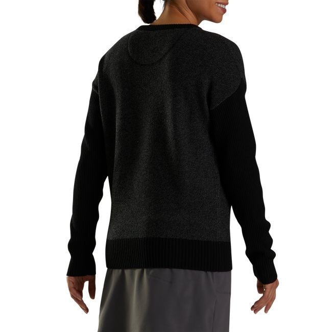 Women's Footjoy Crewneck Sweaters Black | OZXVICM-47