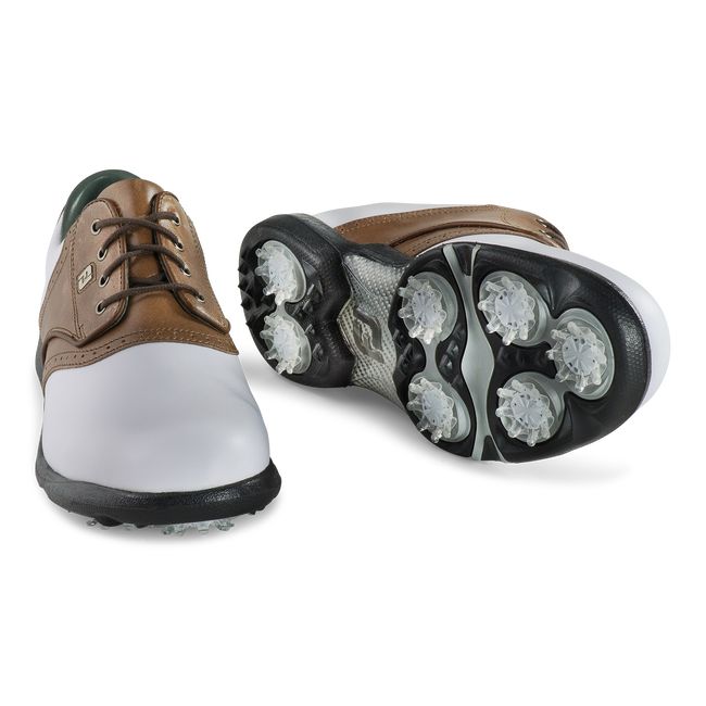 Women's Footjoy Dryjoys Golf Shoes White / Brown | RWMGZUJ-30